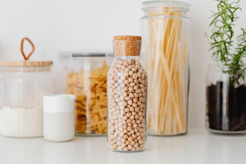 Eco-friendly kitchen utensils and food in jars Eco-friendly kitchen utensils and food in jars