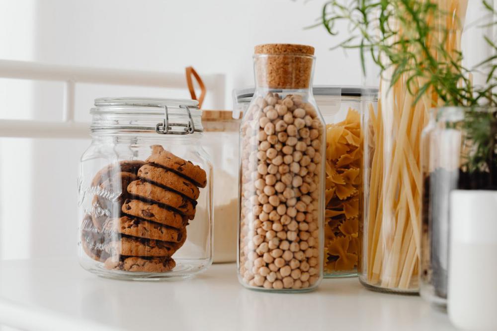 Eco-friendly kitchen utensils and food in jars Eco-friendly kitchen utensils and food in jars