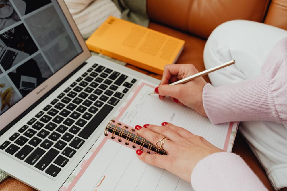 Woman working from home - home office Woman working from home - home office