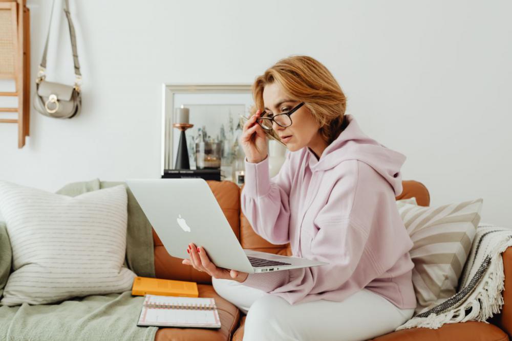 Woman working from home - home office Woman working from home - home office