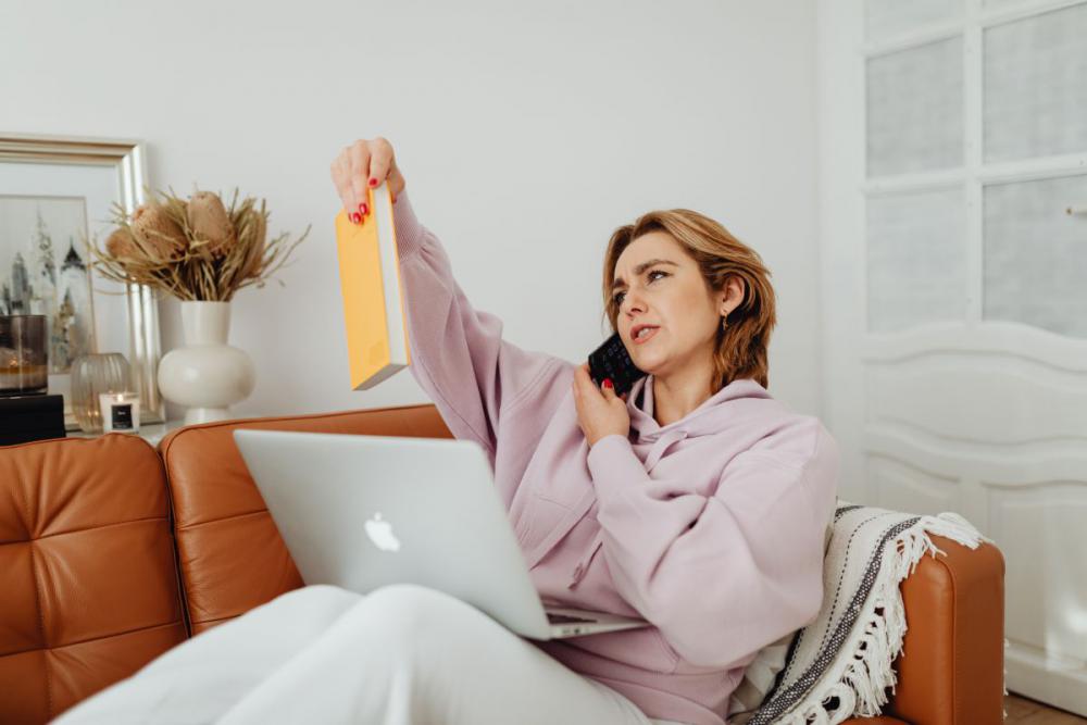 Woman working from home - home office Woman working from home - home office