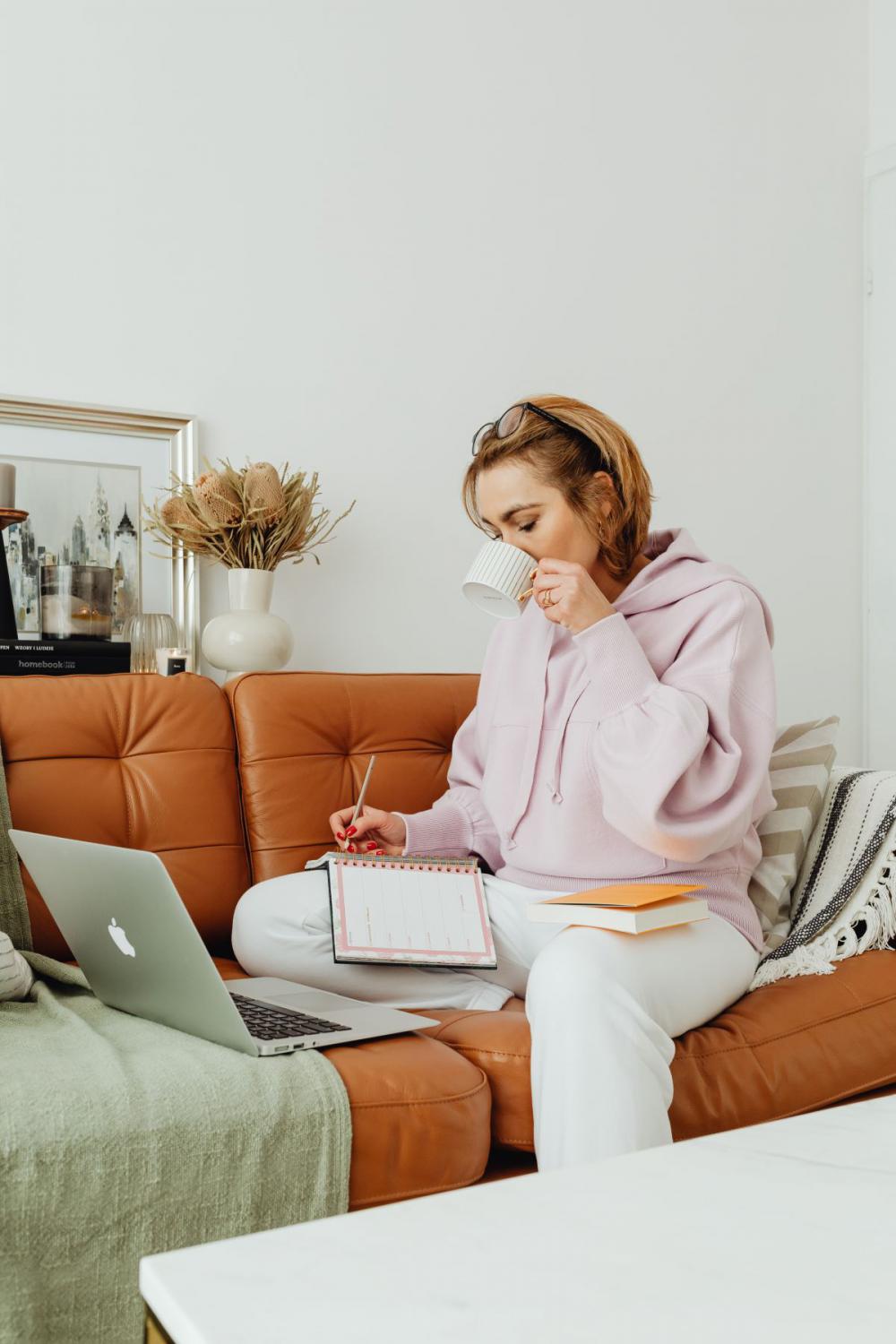 Woman working from home - home office Woman working from home - home office