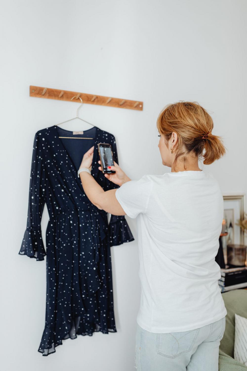 Woman working online e-commerce shopping at her home Woman working online e-commerce shopping at her home