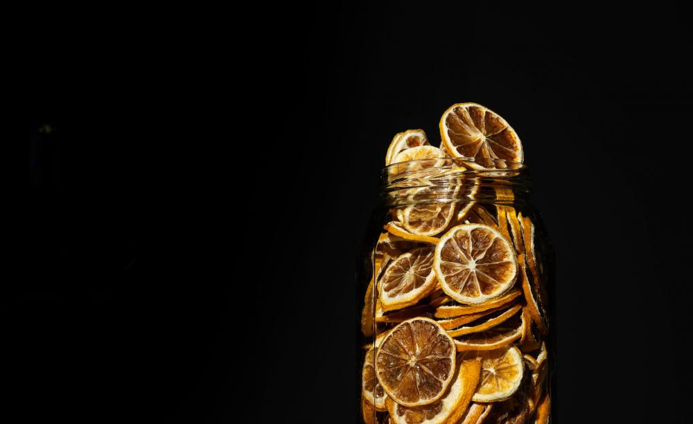 Glass Jar Full Of Dried Lemons Photo Glass Jar Full Of Dried Lemons Photo