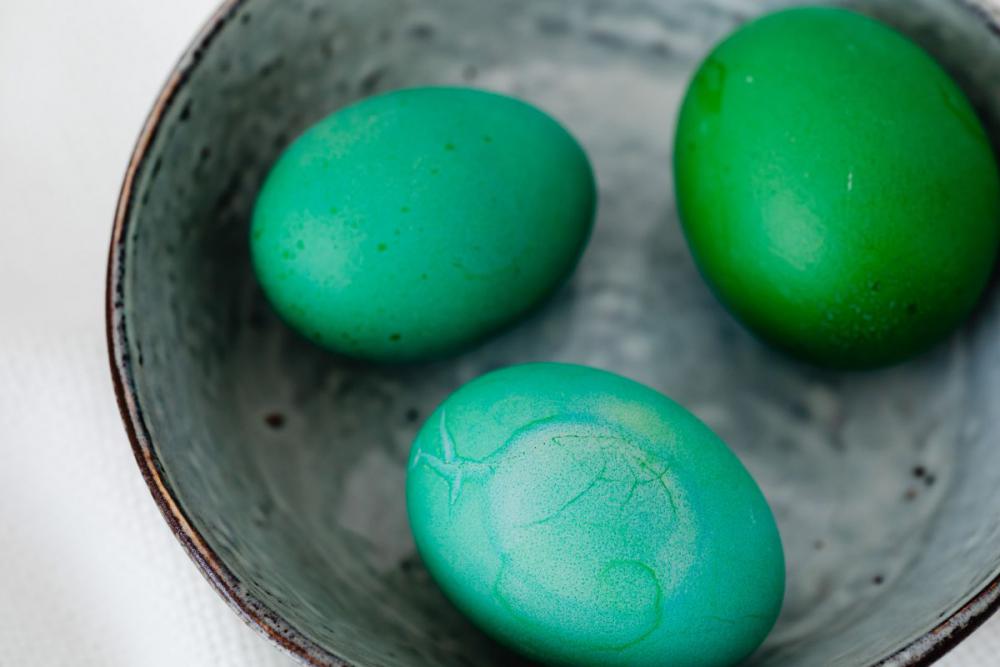 Easter eggs painted green Easter eggs painted green