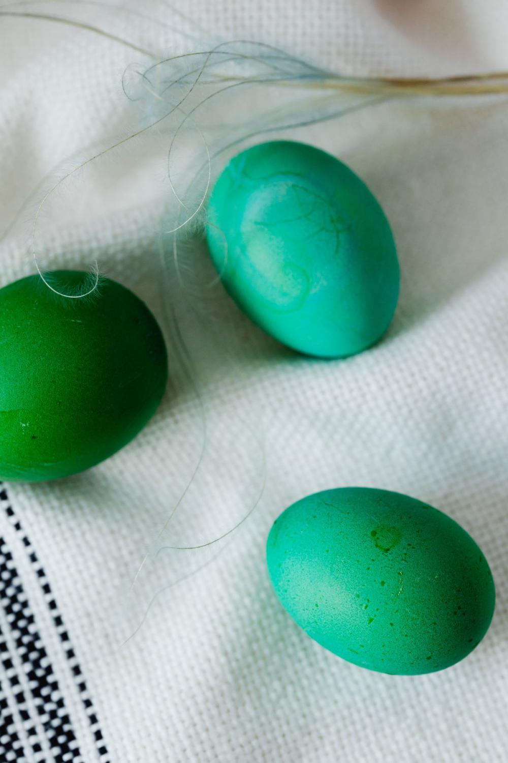 Easter eggs painted green Easter eggs painted green
