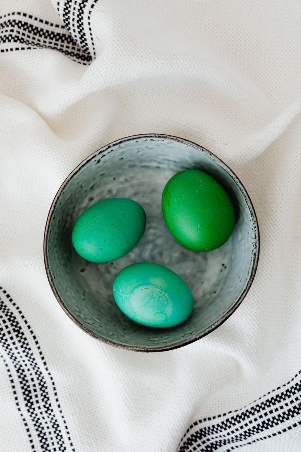Easter eggs painted green Easter eggs painted green