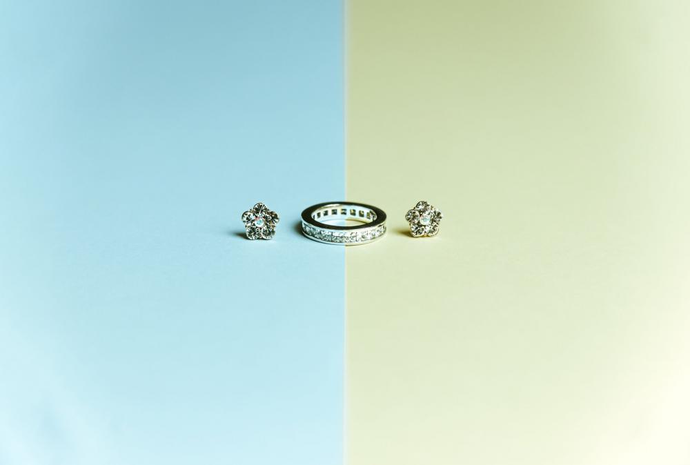 Blue And Green Background With Silver Jewelry Photo Blue And Green Background With Silver Jewelry Photo