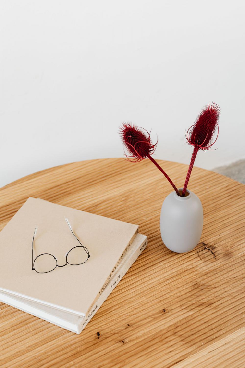 Objects on a wooden desk Objects on a wooden desk