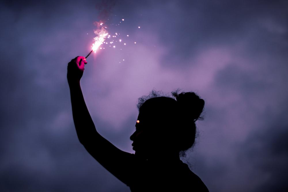 Silhouette Of A Person Surrounded By Pink Smoke Photo Silhouette Of A Person Surrounded By Pink Smoke Photo