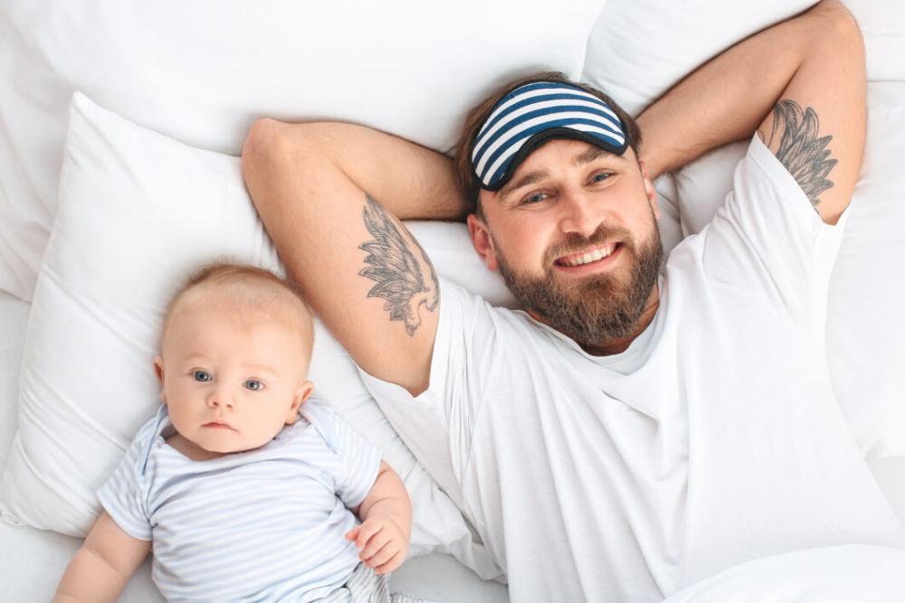 Father Baby Bedroom No Cost Stock Image Father Baby Bedroom No Cost Stock Image