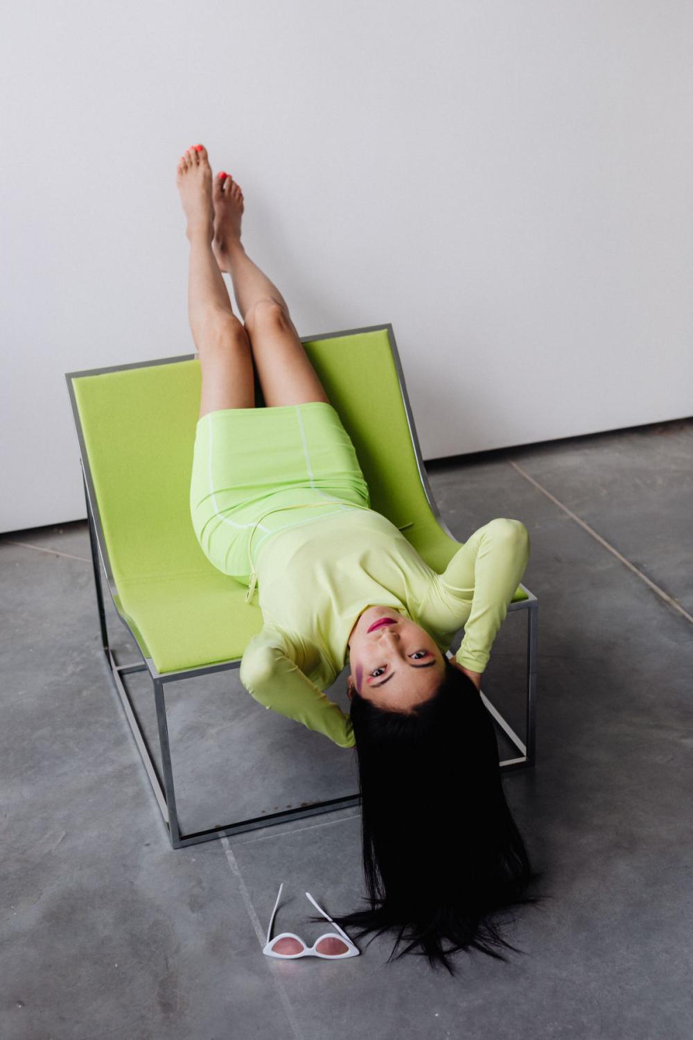Futuristic photo shoot - beautiful Asian model - silver - neon colors - holographic Futuristic photo shoot - beautiful Asian model - silver - neon colors - holographic