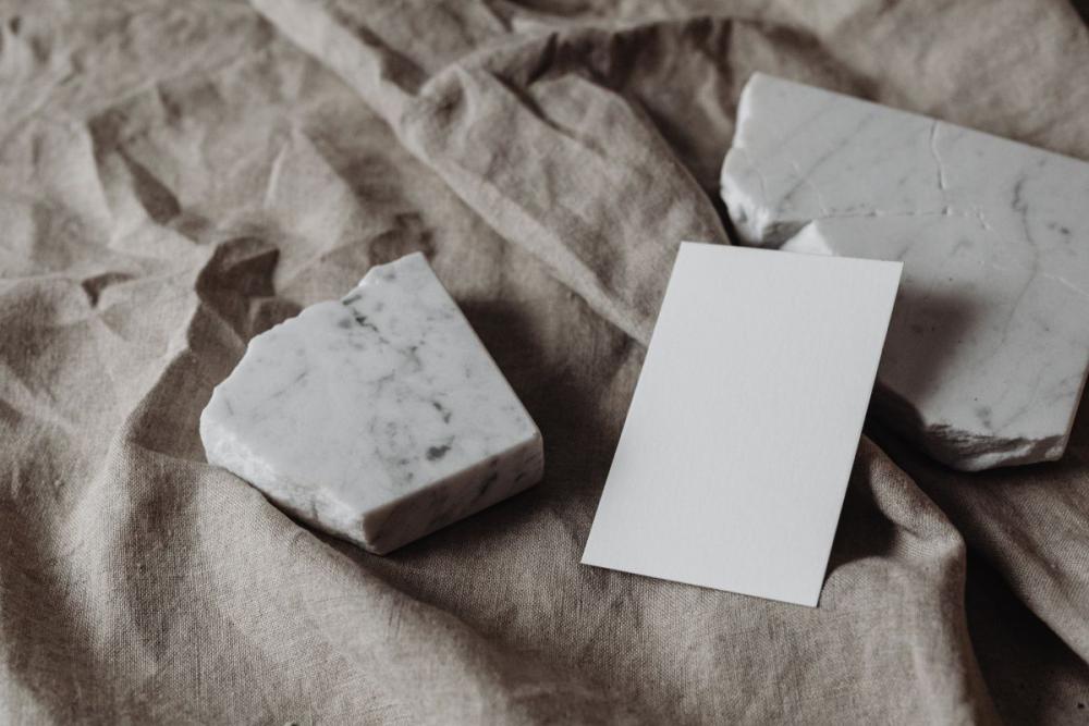 Business card mockup on linen fabric - beige - greige Business card mockup on linen fabric - beige - greige