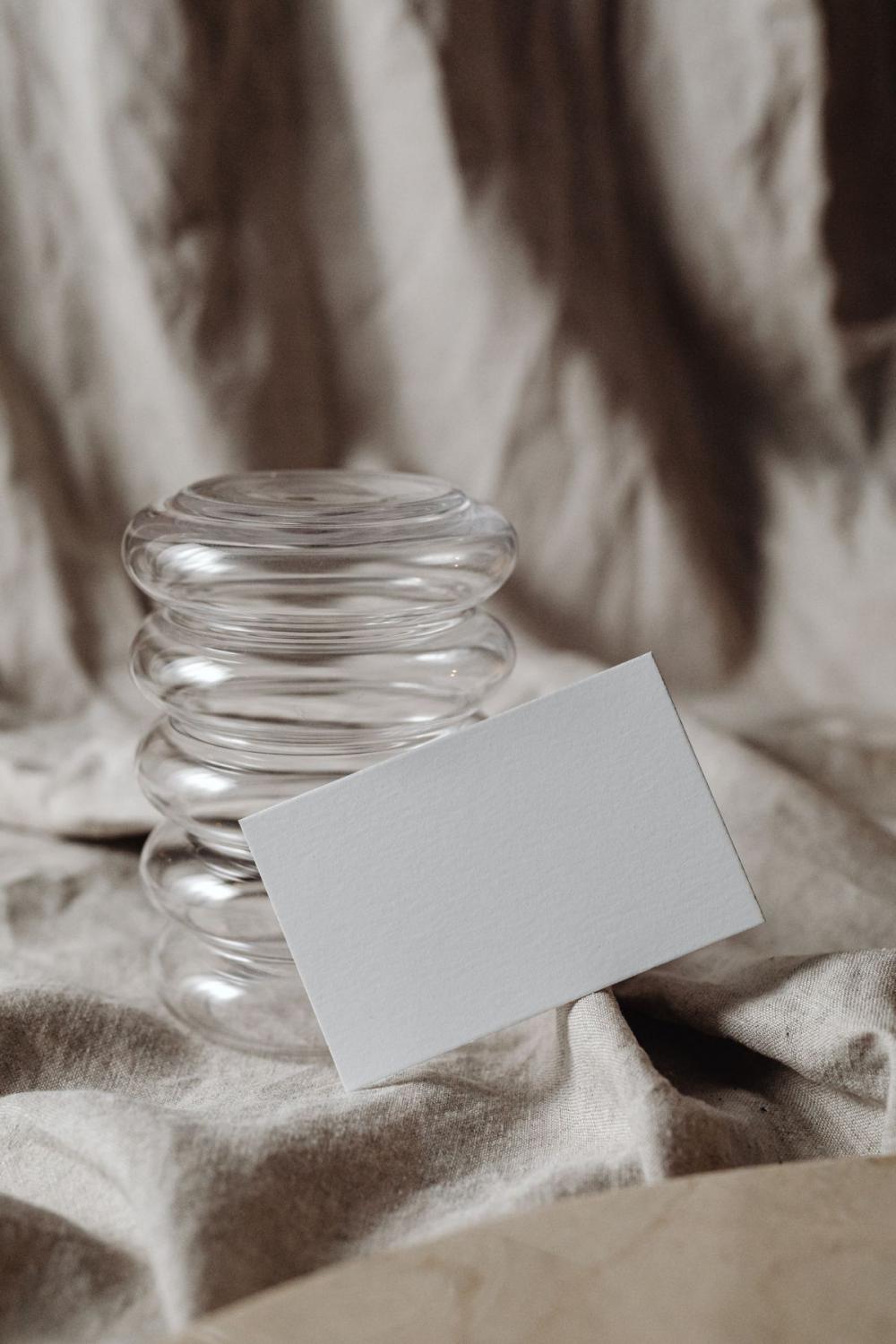 Business card mockup on linen fabric - beige - greige Business card mockup on linen fabric - beige - greige