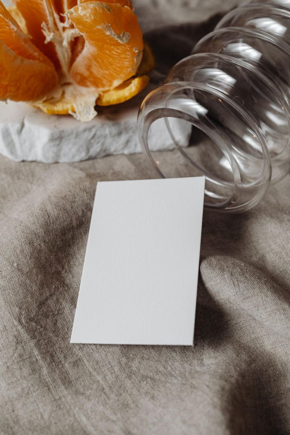 Business card mockup on linen fabric - beige - greige Business card mockup on linen fabric - beige - greige