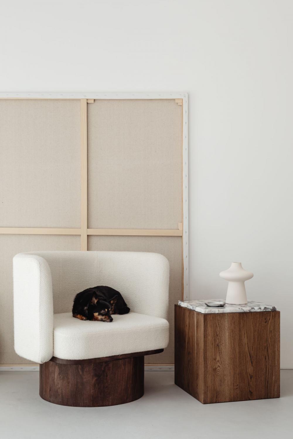 Minimalist interior - contemporary wooden and upholstered furniture Minimalist interior - contemporary wooden and upholstered furniture