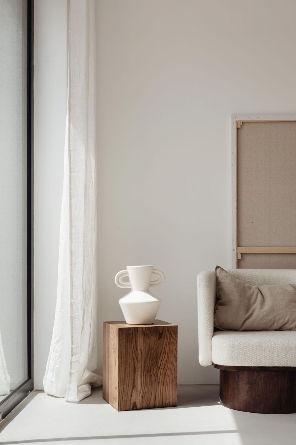Minimalist interior - contemporary wooden and upholstered furniture Minimalist interior - contemporary wooden and upholstered furniture