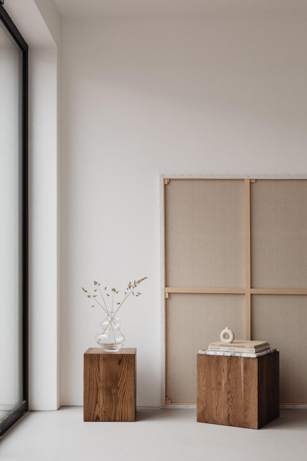 Minimalist interior - contemporary wooden and upholstered furniture Minimalist interior - contemporary wooden and upholstered furniture
