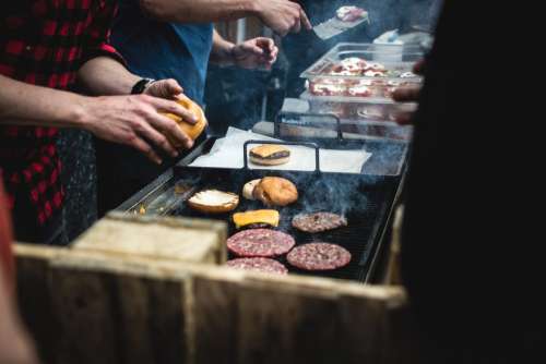 Beef burger barbeque outside