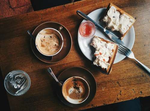 Cappuccino and waffle in Reykjavik