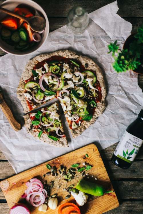 Healthy vegan chia flour pizza