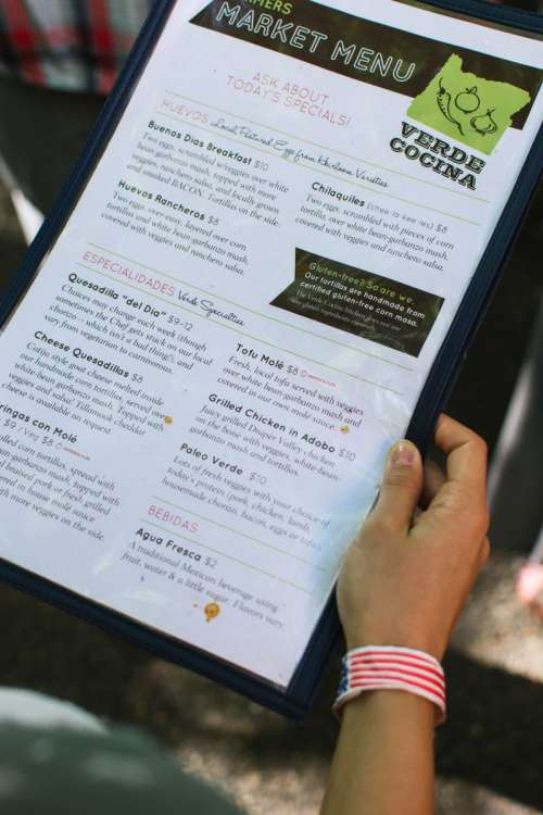 Choosing from Verde Cocina menu