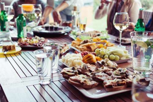 Food and drinks on a summer garden party