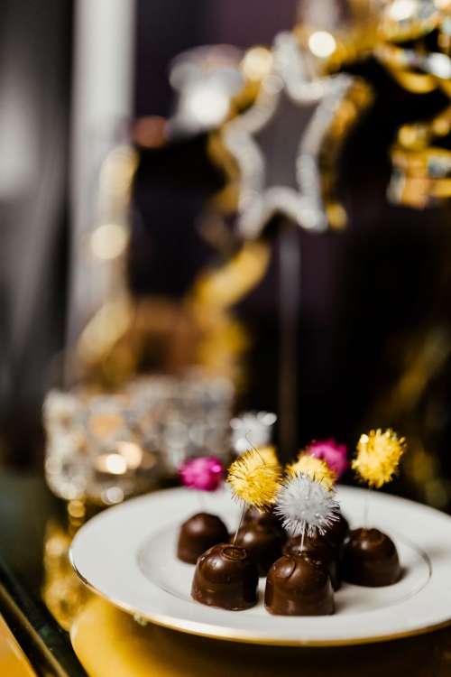 Homemade chocolate pralines on New Year’s Eve