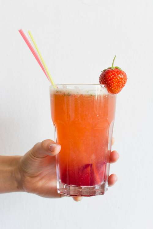 Homemade strawberry and basil lemonade