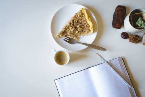 Journaling with cake and coffee