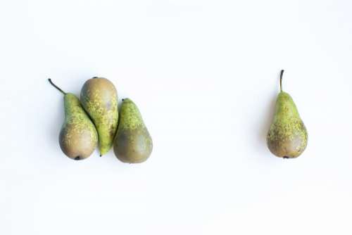 Pears on a white background