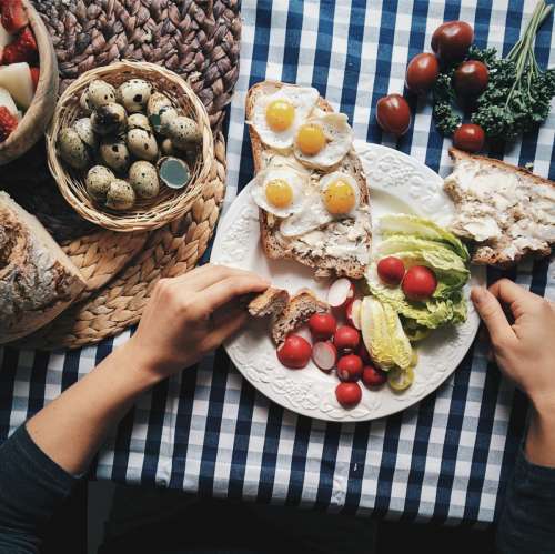 Proper Easter breakfast bread with quail eggs