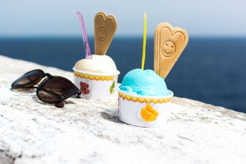 Smurf ice cream by the sea
