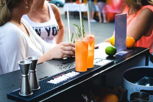 Summer alcoholic drinks at the bar