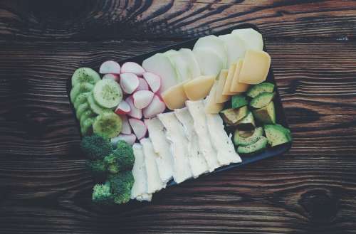 Vegetables with cheese plate