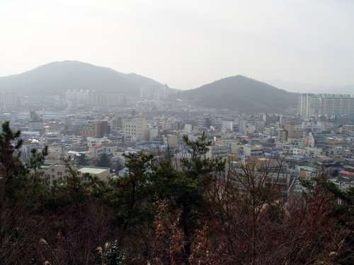 Jeongeup seen from Seonghwangsan in South Korea free photo