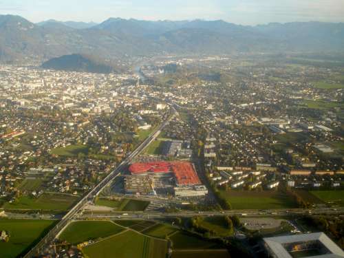 Salzburg seen on takeoff from Salzburg Airport in Austria free photo