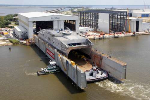 USNS Spearhead coming out onto the River, Alabama free photo