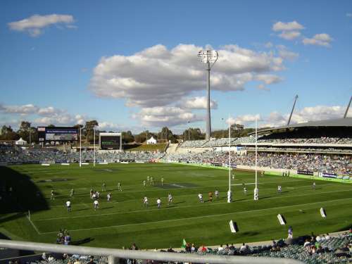 A rugby league match at Canberra Stadium in New South Wales, Australia free photo