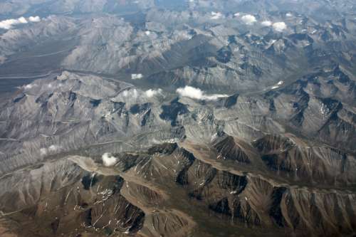 Aerial photograph of the Mackenzie Mountains in the Yukon Territory, Canada free photo