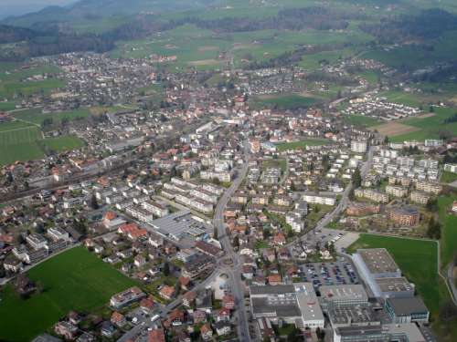 Aerial view of Steffisburg in Switzerland free photo