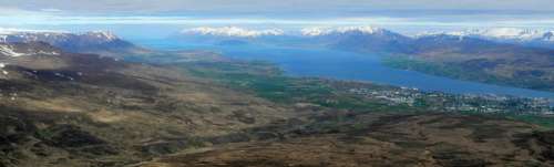 Aerial view of the fjord in Akureyri, Iceland free photo