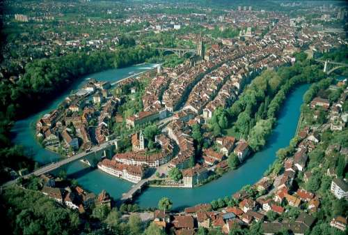 Aerial View of the Old City in Bern, Switzerland free photo