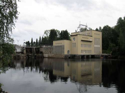 Ämmäkoski power plant on the river in Kajaani, Finland free photo