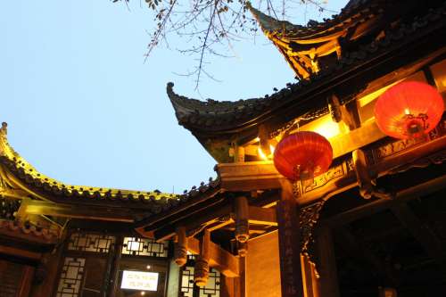 Ancient Temple Architecture in Chengdu, China free photo