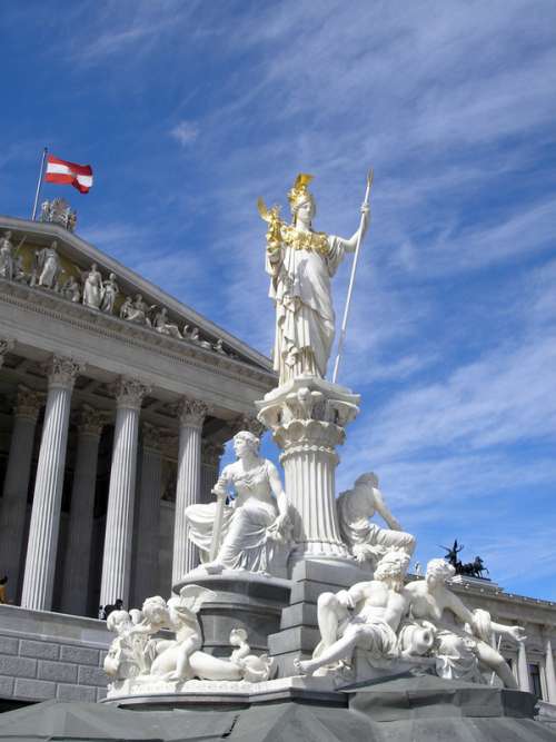 Austrian Parliament Building Statue in Vienna, Austria free photo