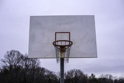 Basketball goal in the playground free photo
