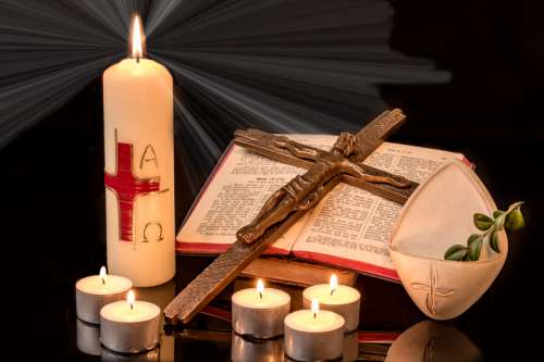 Bible, Candle, and Cross free photo