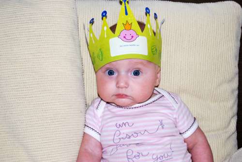 Birthday Baby with Crown on head free photo