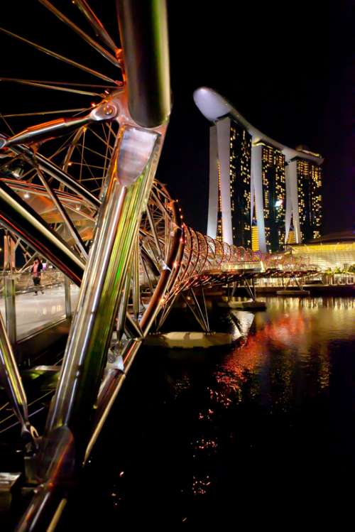 Bridge architecture at Night in Singapore free photo